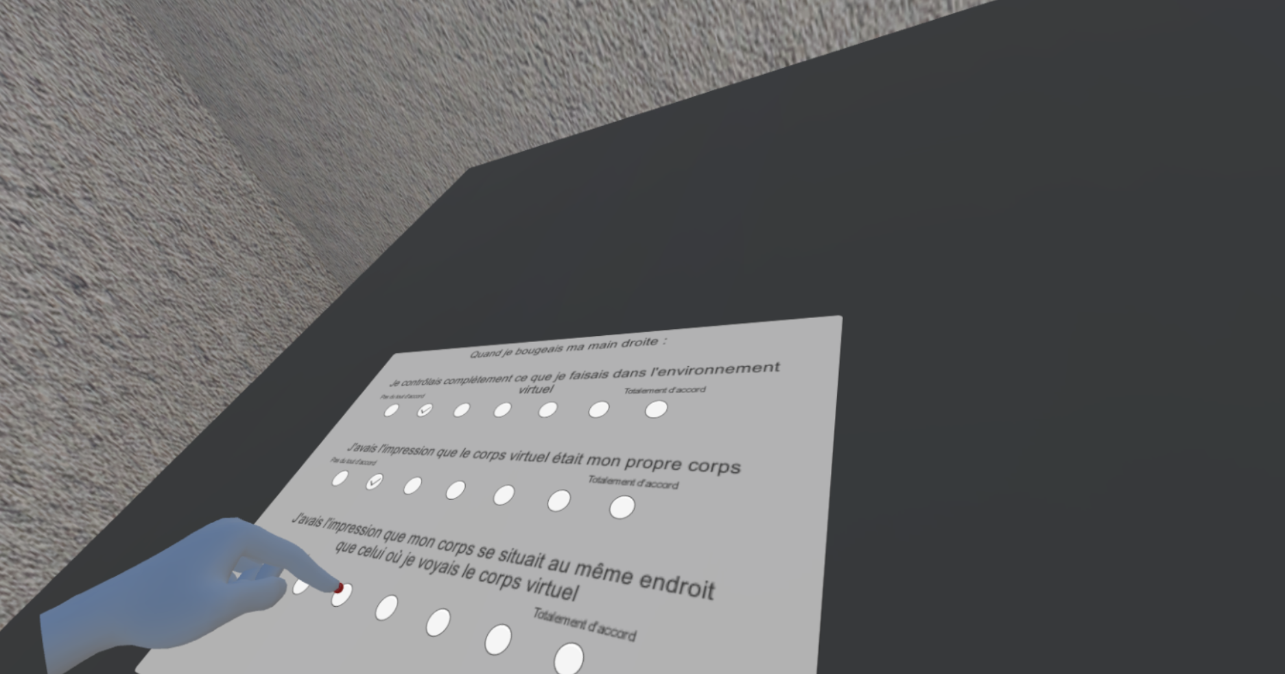 Questionnaire filled by participants during the experiment.